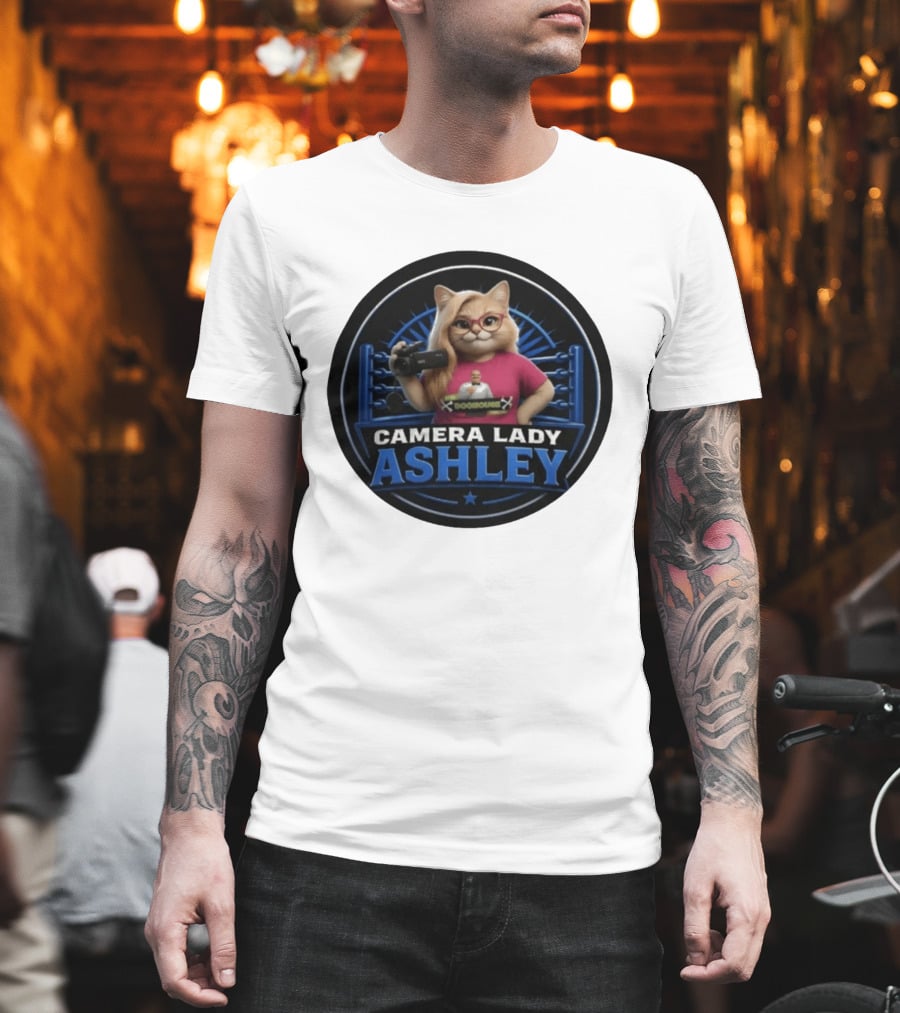 Pro Wrestling Tees Camera Lady Ashley Referee BONE Jones Productions T-Shirt