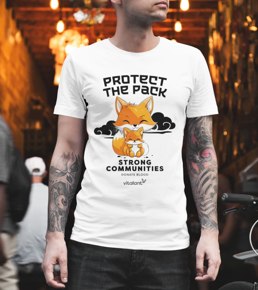 Protect The Pack Strong Communities Donate Blood Vitalant Fox Family T-Shirt