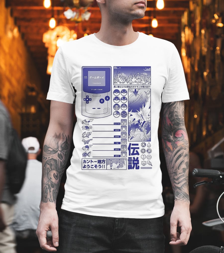 Pikachu Game Boy Gen 1 Pokémon Monsters Japanese T-Shirt