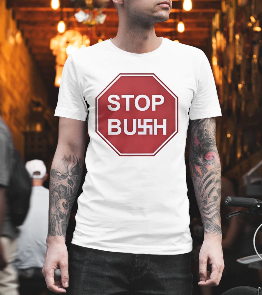 STOP BUSH Swastika Sign Octagon T-Shirt