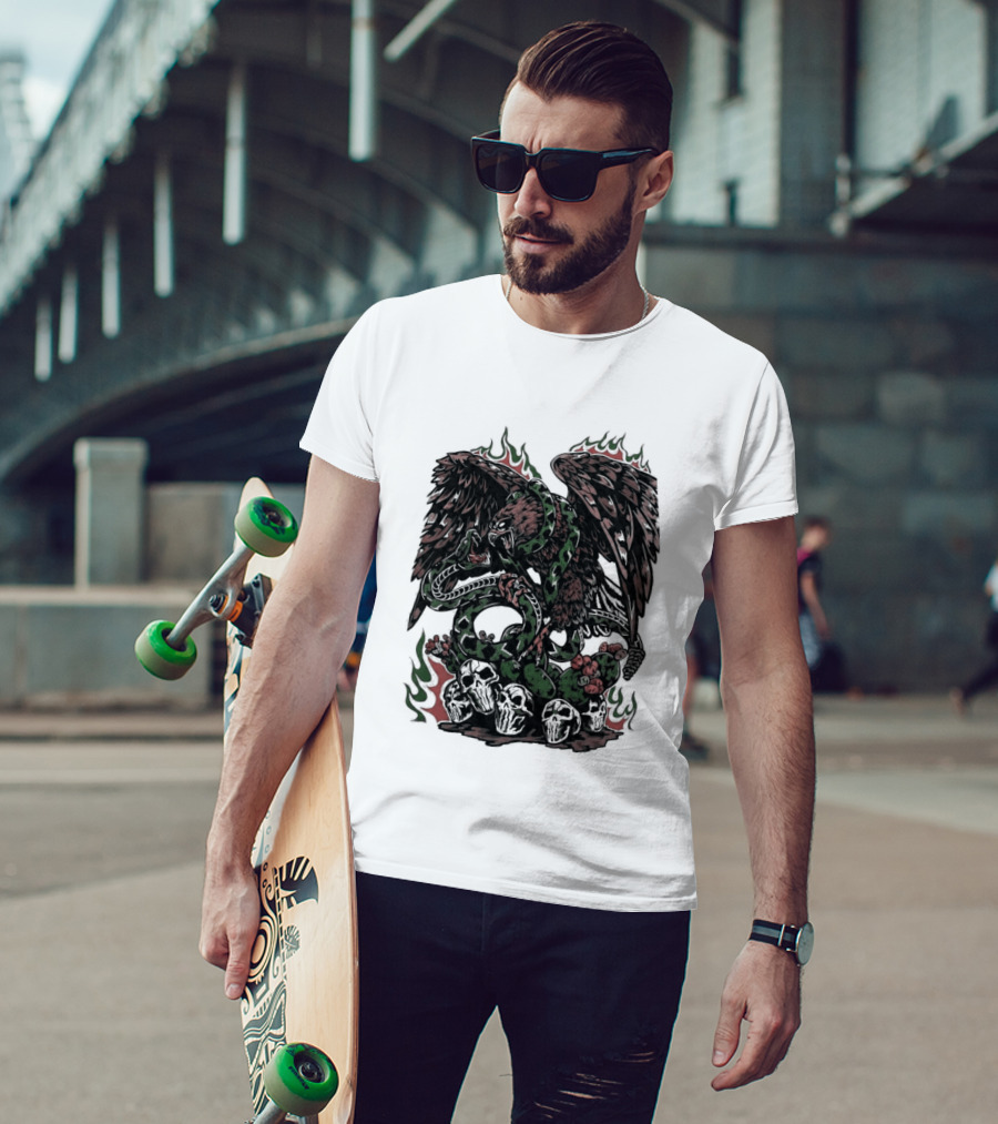 Warren Lotas Mexico Eagle Snake Cactus Flames T-Shirt