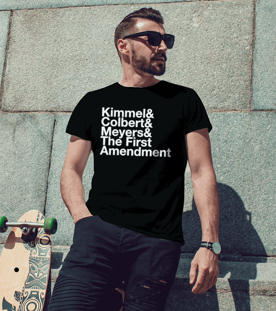 Kimmel Colbert Meyers The First Amendment Late Night Hosts T-Shirt