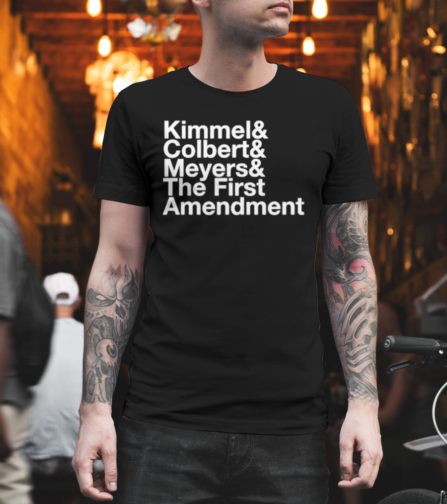 Kimmel Colbert Meyers The First Amendment Late Night Hosts T-Shirt
