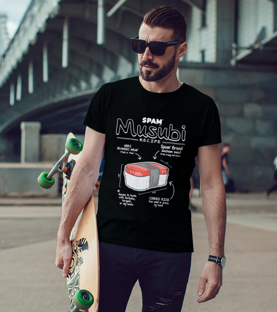 Spam Musubi Recipe Nori Seaweed Wrap Spam Brand Luncheon Meat Cooked Rice T-Shirt