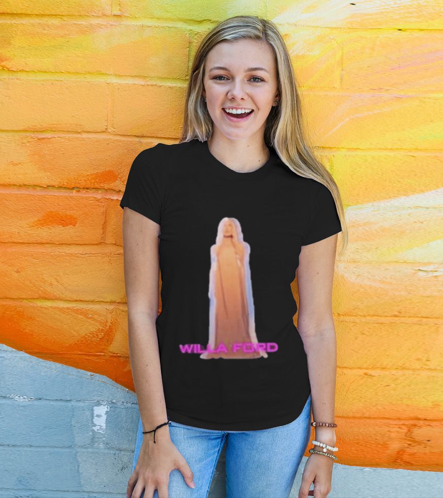 Willa Ford Statue Pink Text Highlighted T-Shirt