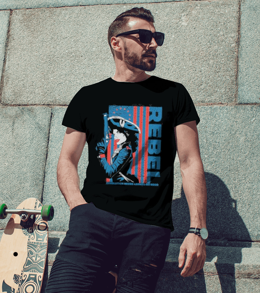 Women's Rebel Revolution Never Looked So Good Slim Fit 2026 American Flag Soldier T-Shirt