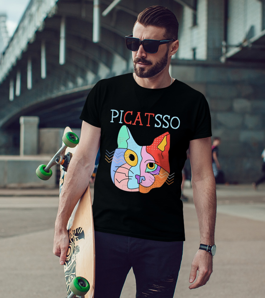 Picatsso Cat Colorful Cubist Style Artistry T-Shirt