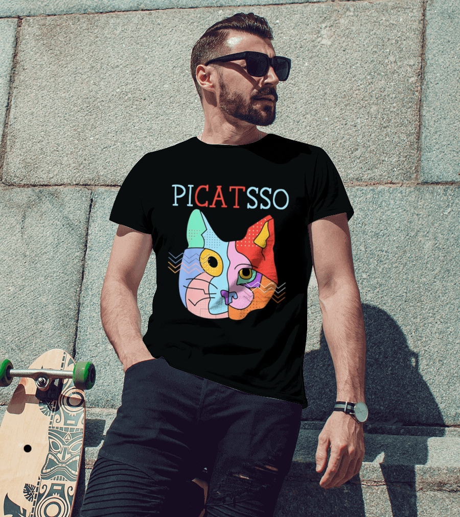 Picatsso Cat Colorful Cubist Style Artistry T-Shirt