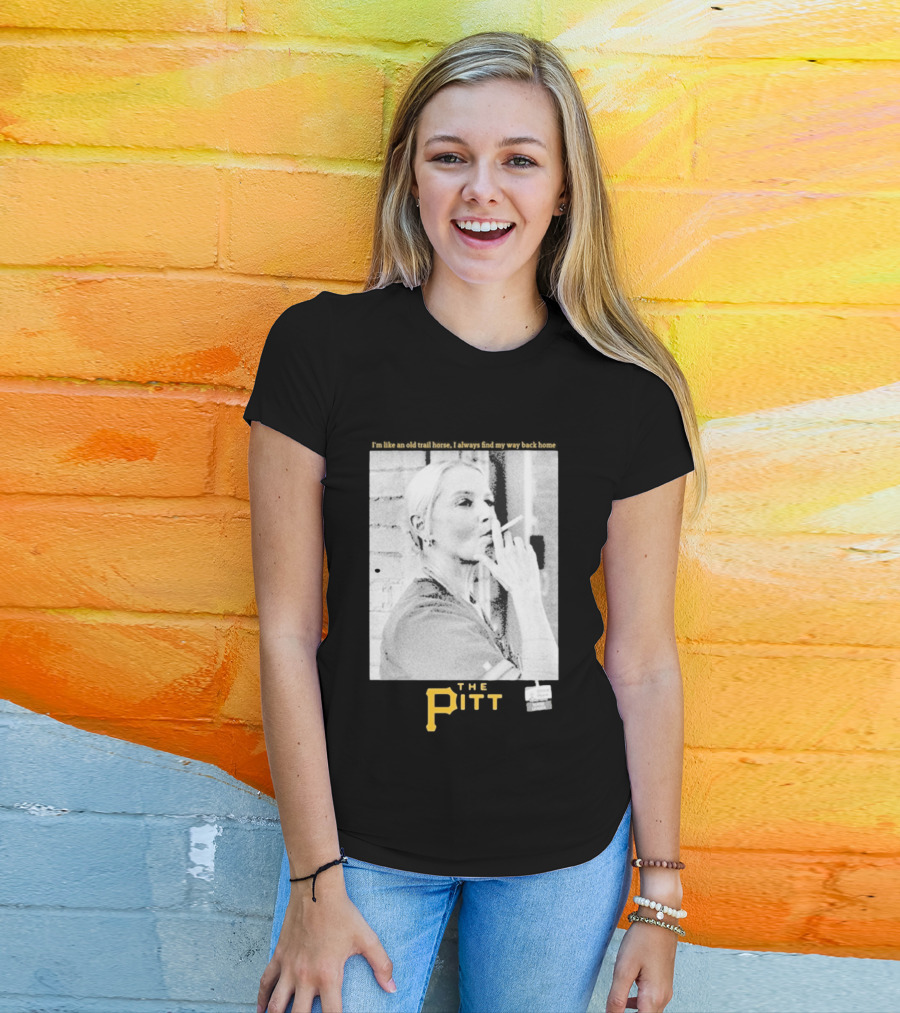 The Pitt Smoking Nurse Nostalgia Black And White Image T-Shirt