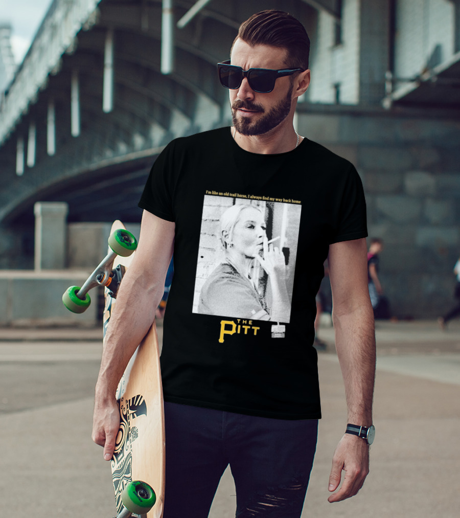 The Pitt Smoking Nurse Nostalgia Black And White Image T-Shirt