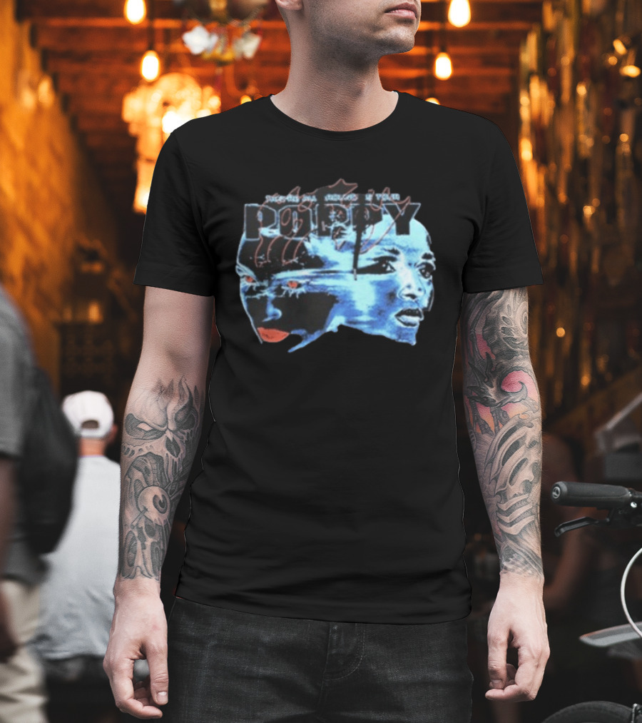 Poppy Split Poppy They're All Around Us Red Eyes Dual Faces Blue Tone T-Shirt