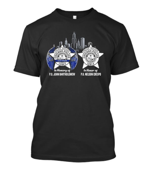 In Memory Of PO John Bartholomew And PO Nelson Crespo Badge Skyline T-Shirt