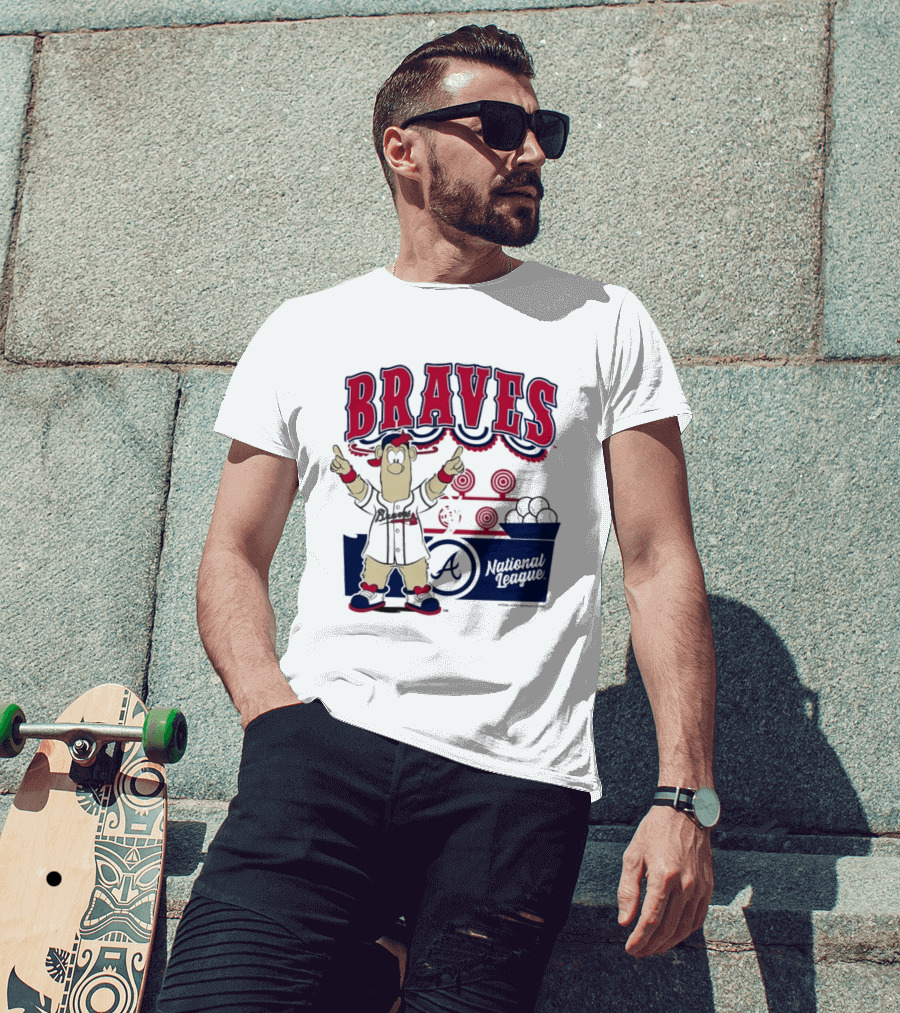 Atlanta Braves Mitchell & Ness Cream Step Back Up Cartoon Character National League T-Shirt