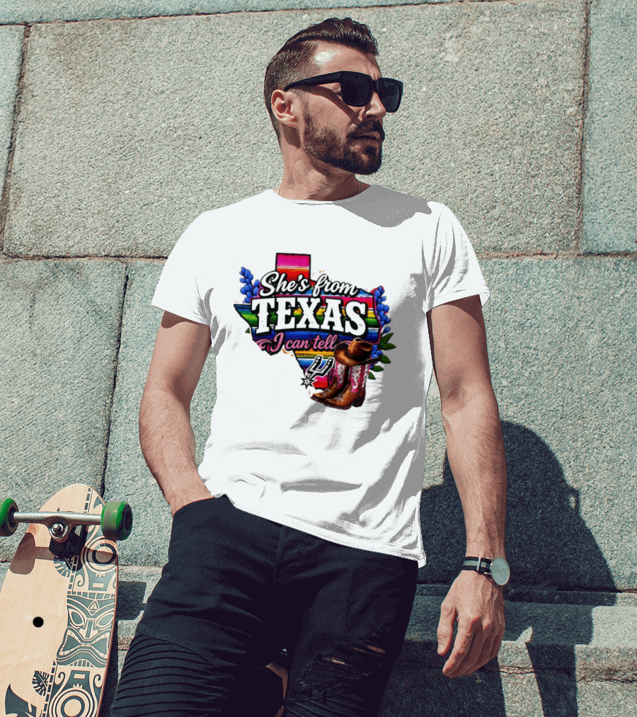 Ella Langley She's From Texas I Can Tell Cowboy Boots And Colorful Map T-Shirt