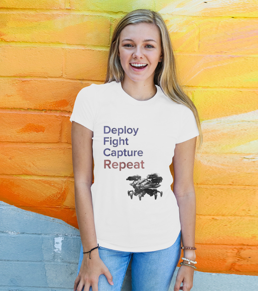 War Robots Deploy Fight Capture Repeat Strategy Gameplay T-Shirt