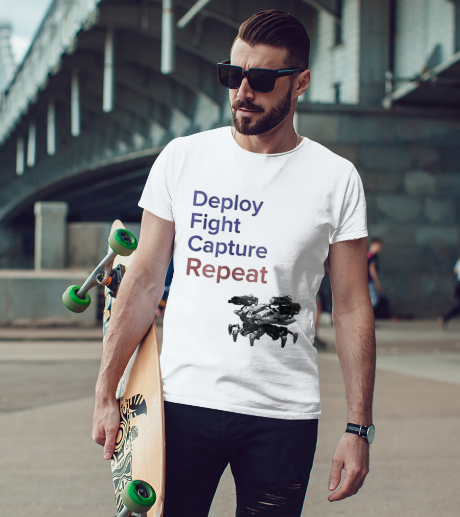 War Robots Deploy Fight Capture Repeat Strategy Gameplay T-Shirt
