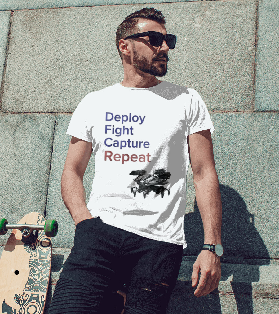 War Robots Deploy Fight Capture Repeat Strategy Gameplay T-Shirt