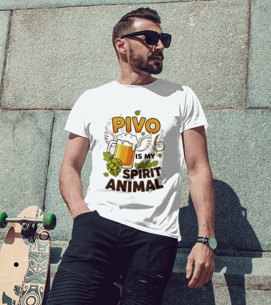Pivo Is My Spirit Animal Beer Lover Hops Wheat Wings T-Shirt