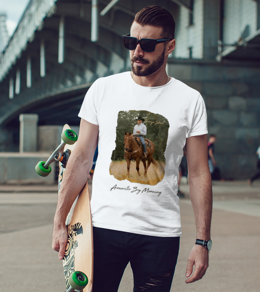 George Strait Riding Horse In Rustic Landscape One Night Only T-Shirt