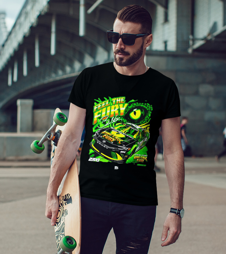 Bubba Wallace Feel The Fury King Croc Chumba Casino Toyota Camry NASCAR 23XI Racing T-Shirt