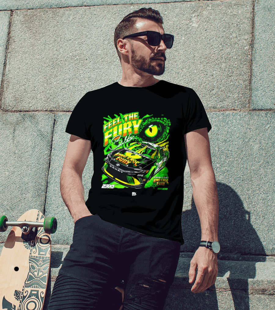 Bubba Wallace Feel The Fury King Croc Chumba Casino Toyota Camry NASCAR 23XI Racing T-Shirt