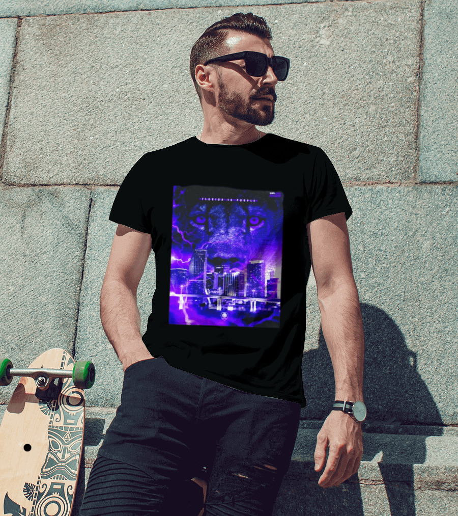 Florida Is Purple Orlando City SC Lion City Skyline Lightning T-Shirt