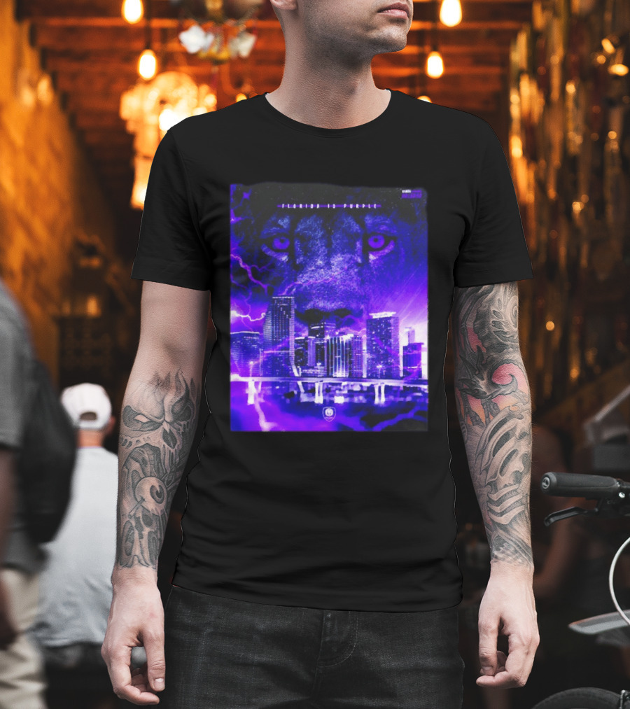 Florida Is Purple Orlando City SC Lion City Skyline Lightning T-Shirt