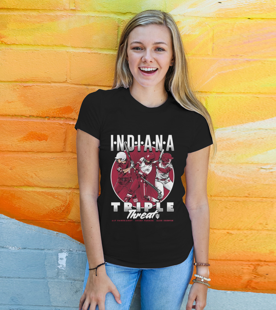 Indiana Hoosiers Softball Triple Threat Aly Van Brandt Avery Parker Alex Cooper T-Shirt