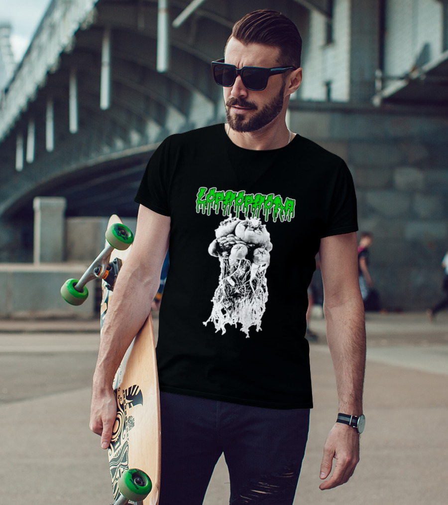 Lophophora Cactus Dripping Text With Detailed Root T-Shirt
