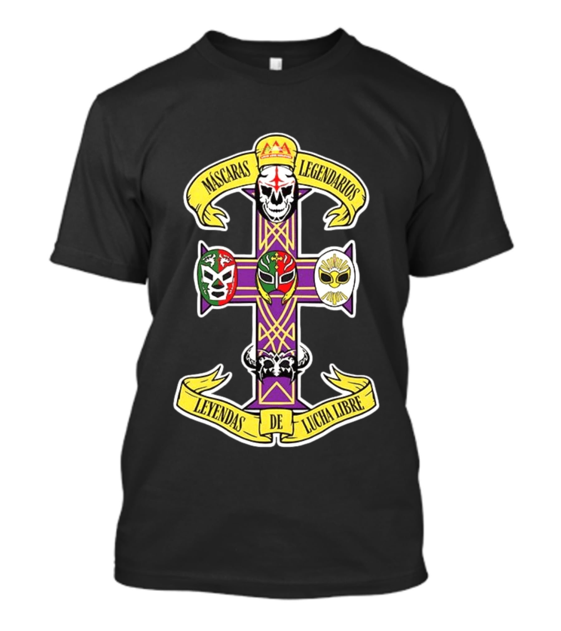 Máscaras Legendarios Leyendas De Lucha Libre Cross Skulls And Masks T-Shirt