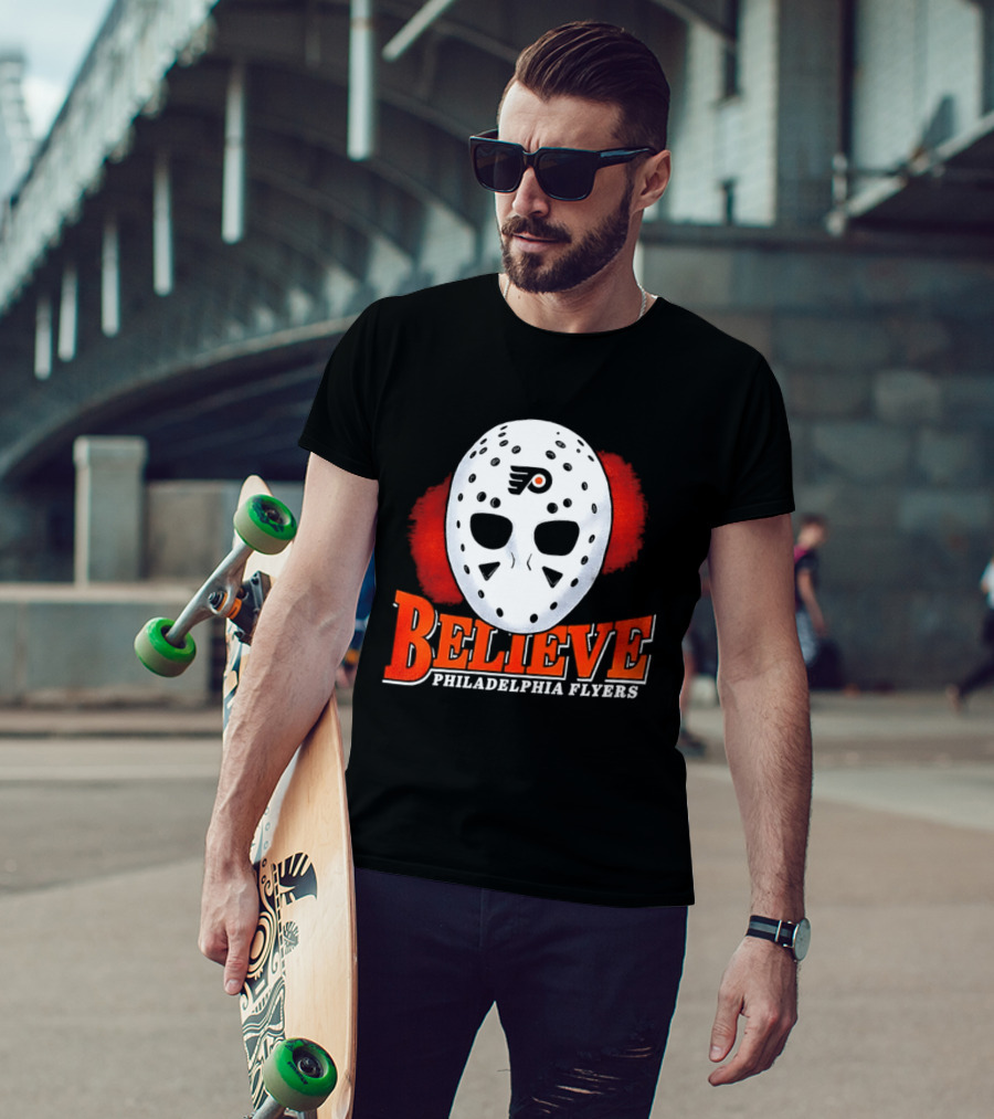 Philadelphia Flyers Believe 2026 Hockey Mask T-Shirt