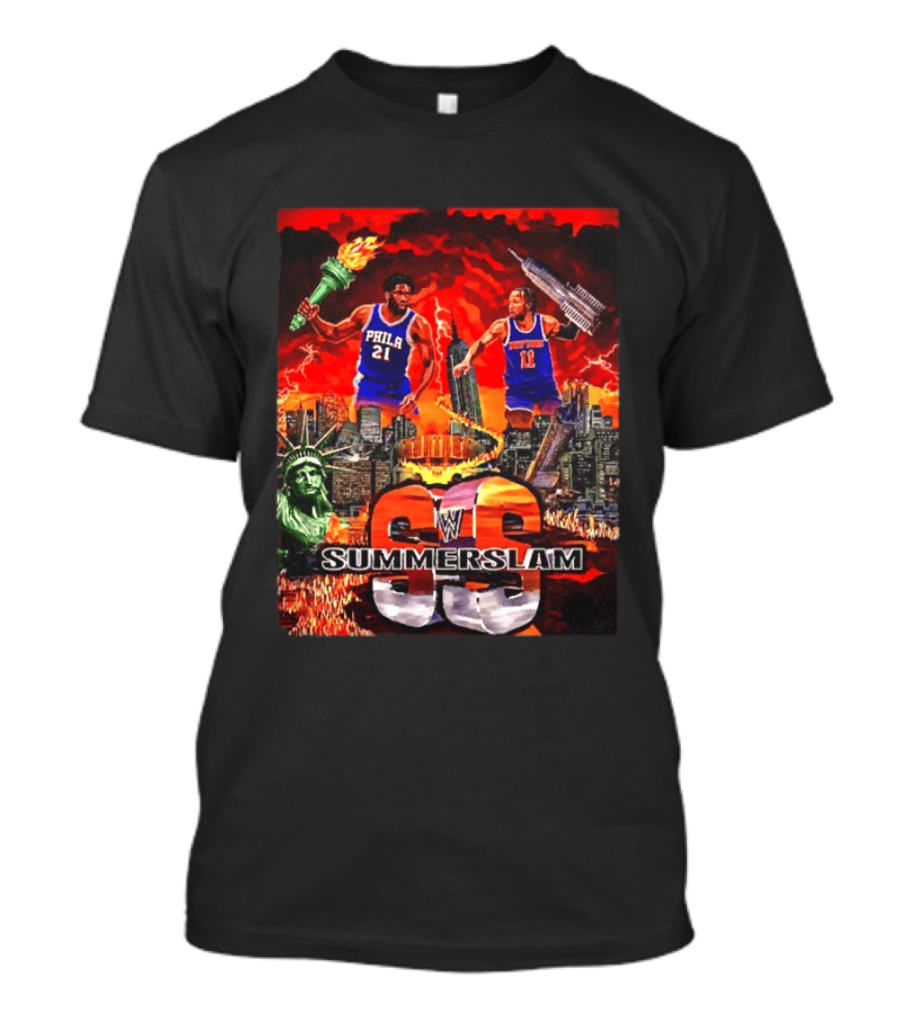 Summerslam Joel Embiid Vs Jalen Brunson NYC Showdown T-Shirt