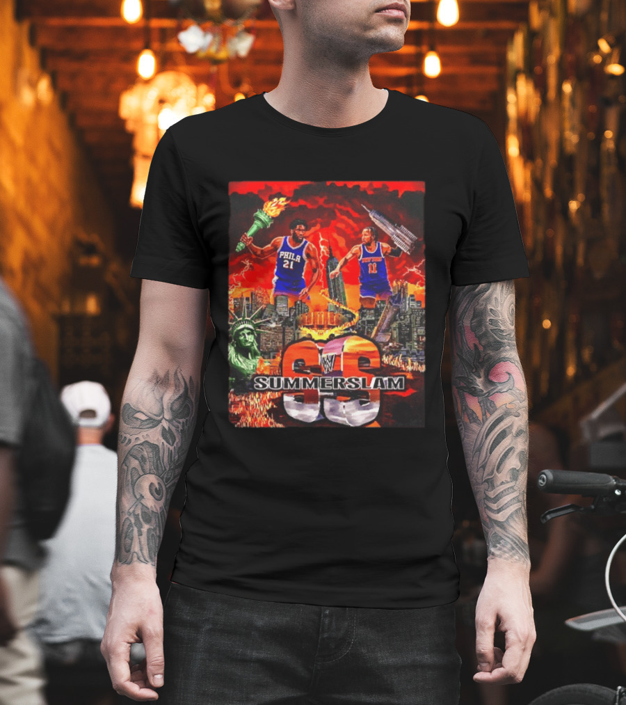 Summerslam Joel Embiid Vs Jalen Brunson NYC Showdown T-Shirt