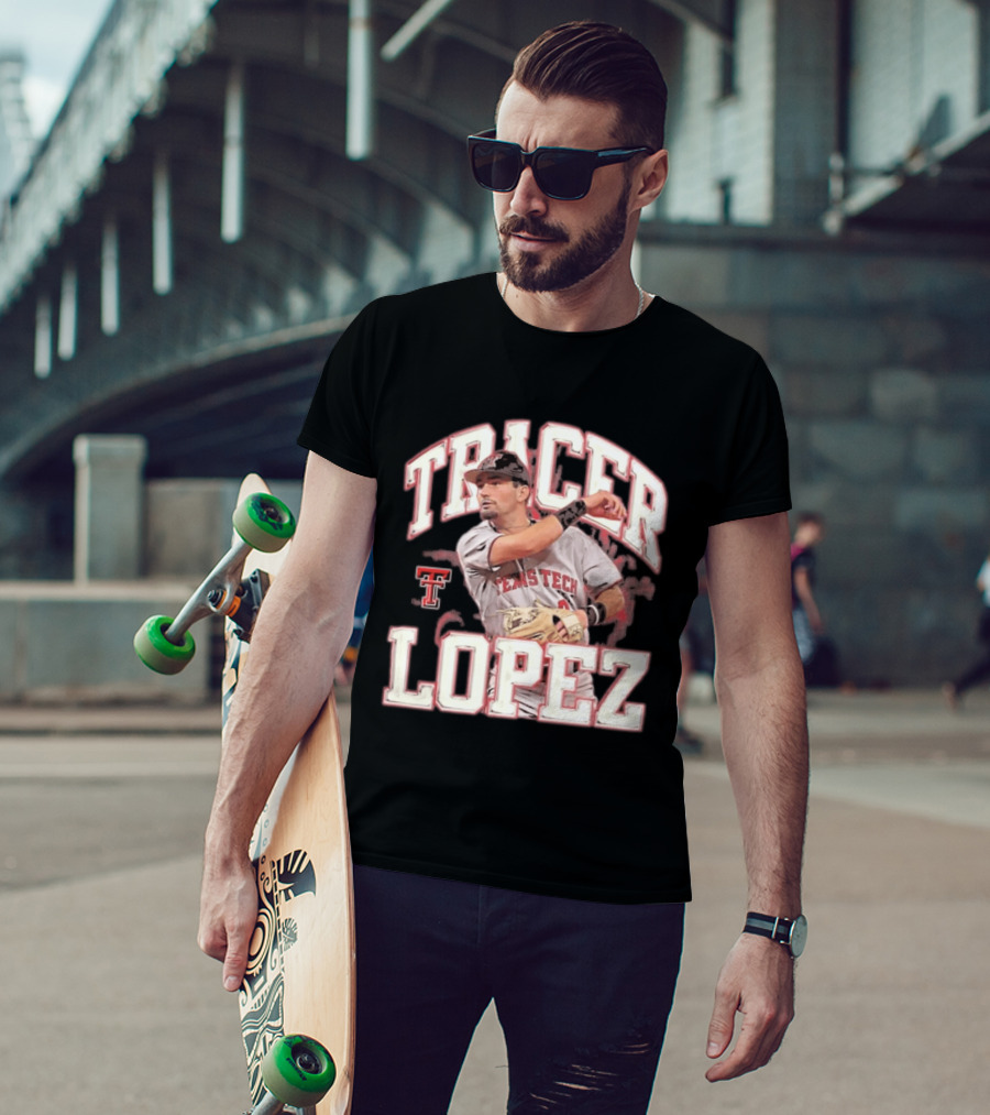 Texas Tech Tracer Lopez Baseball NCAA Collage T-Shirt