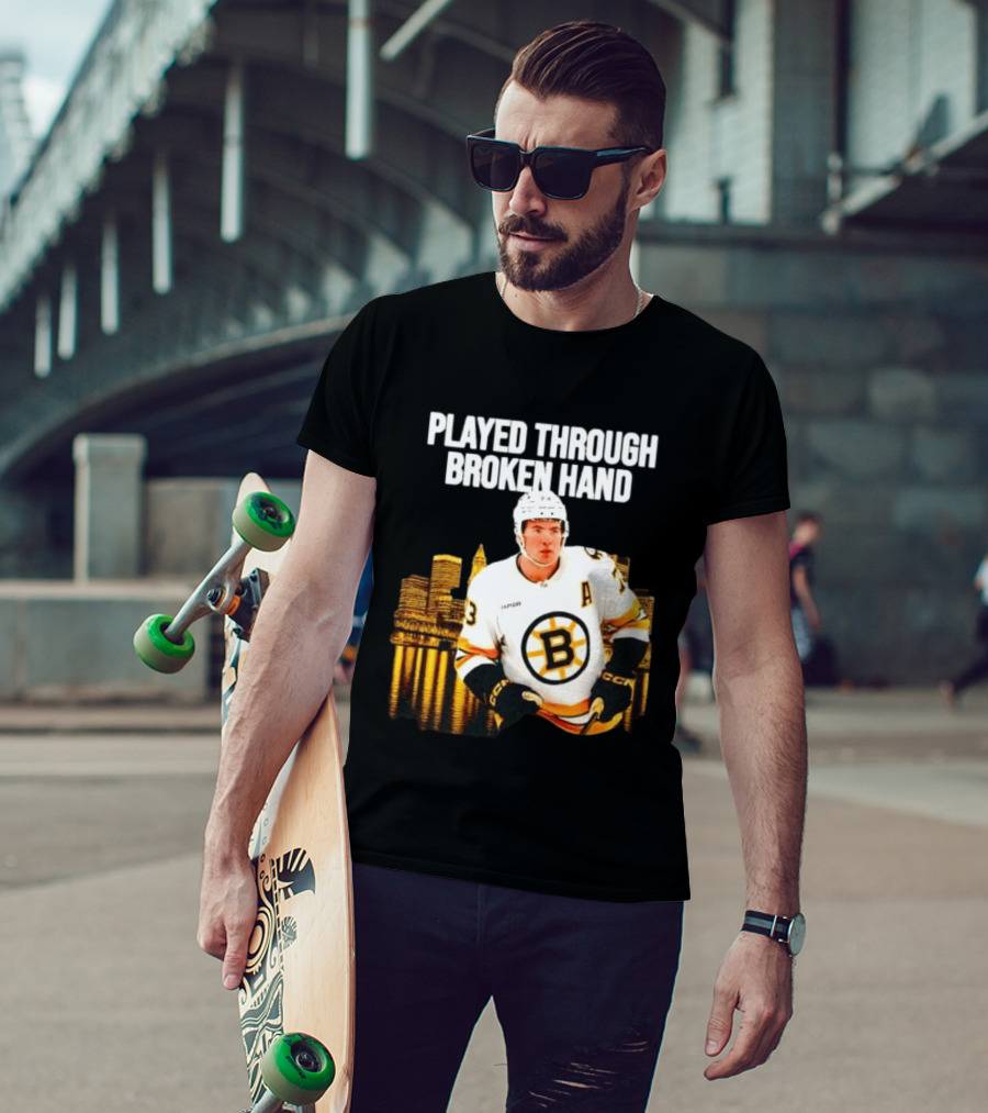 Charlie McAvoy Played Through Broken Hand Boston Hockey T-Shirt