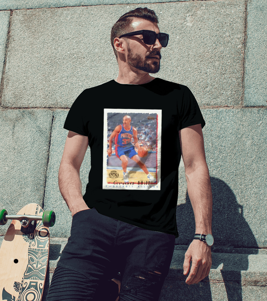 Detroit Pistons Grant Hill NBA Rookie Year 1994 Basketball Card T-Shirt
