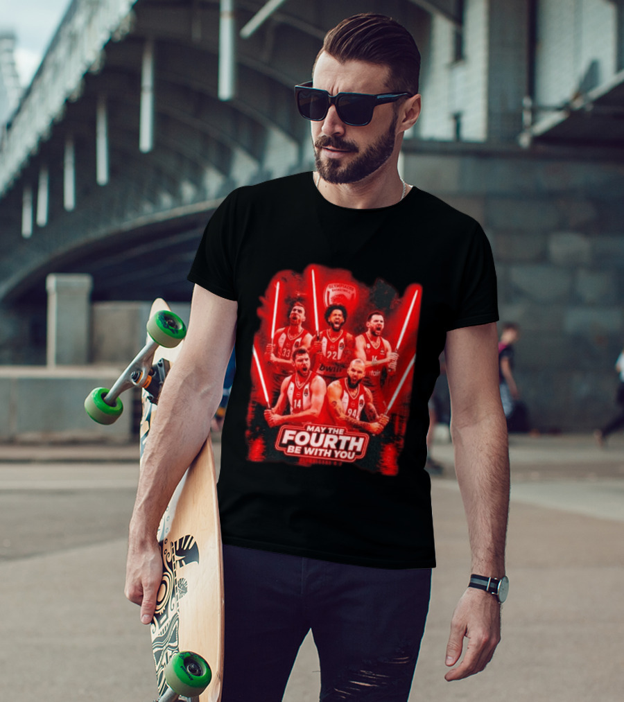 Olympiacos B.C Basketball May The Fourth Be With You Star Wars Players Lightsabers T-Shirt