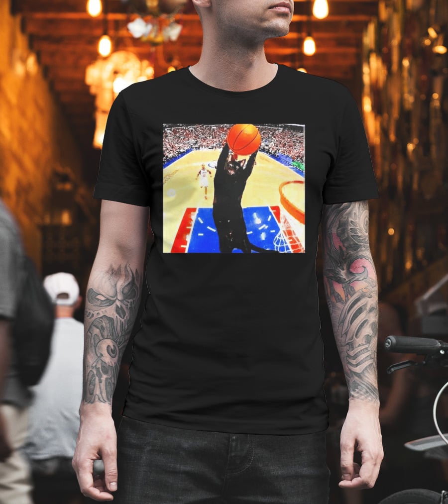 Philadelphia 76ers Black Cat Slam Dunk Basketball Meme T-Shirt