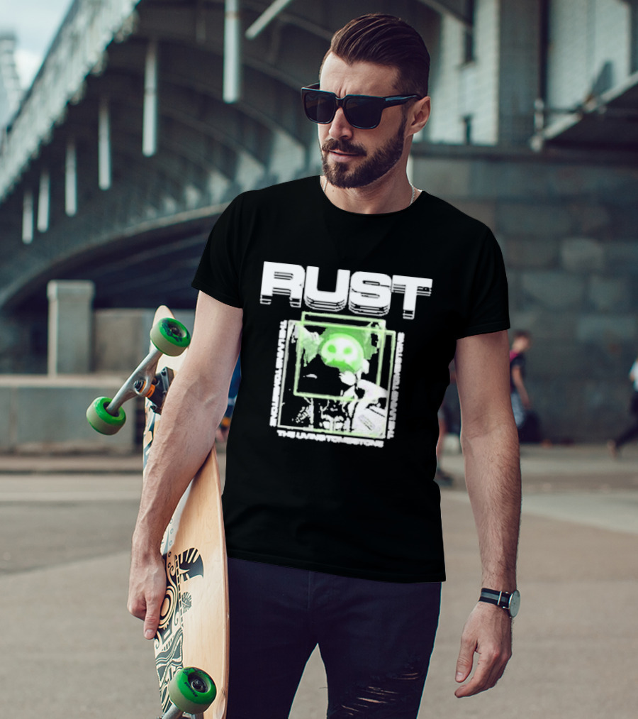 The Living Tombstone Rust Green Skull Gaming T-Shirt