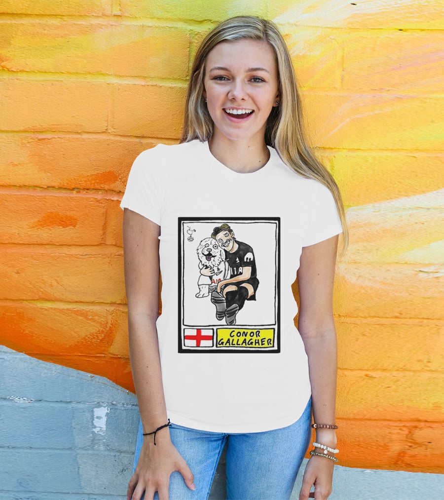 Conor Gallagher Hugging Dog With England Cross And Spurs T-Shirt