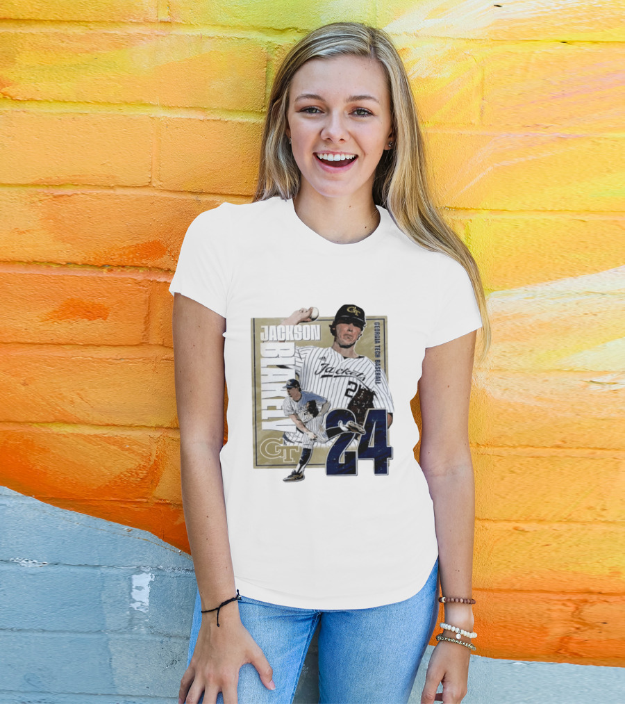 Jackson Blakely Georgia Tech Baseball GT 24 Player Student Athlete T-Shirt