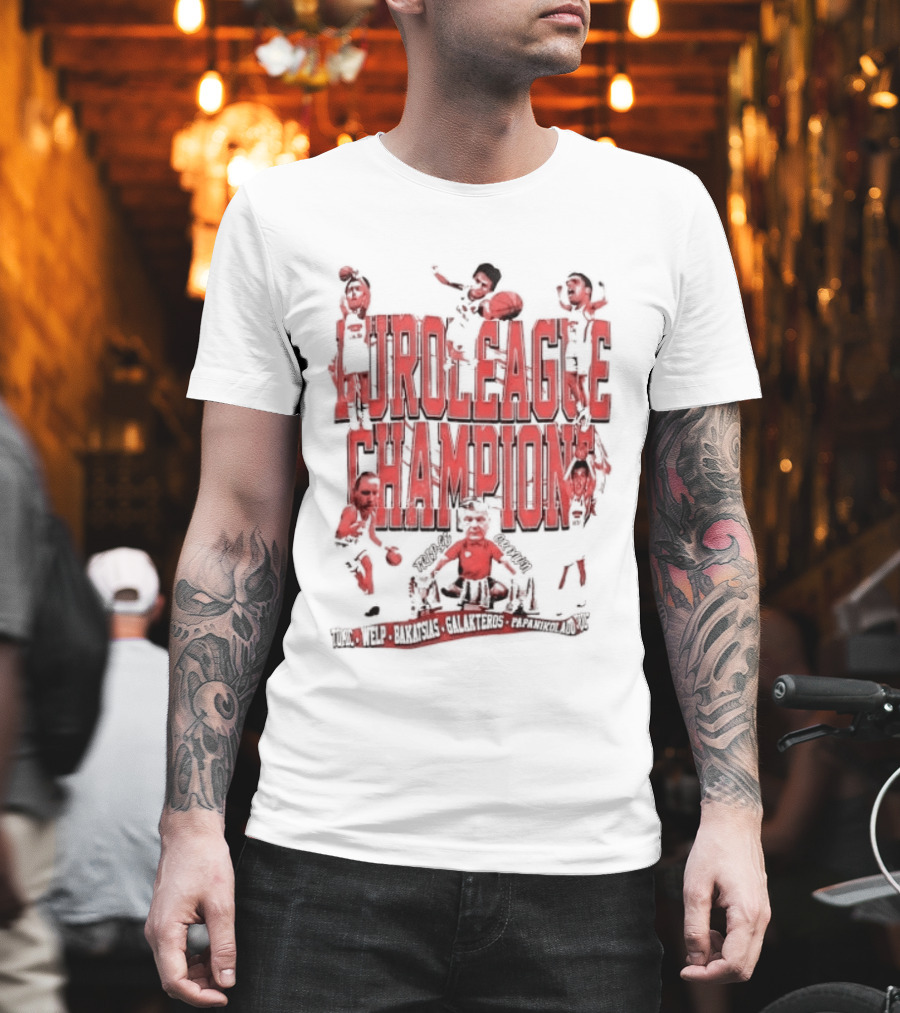 Olympiacos B.C Euroleague Champion Triple Crown Players T-Shirt