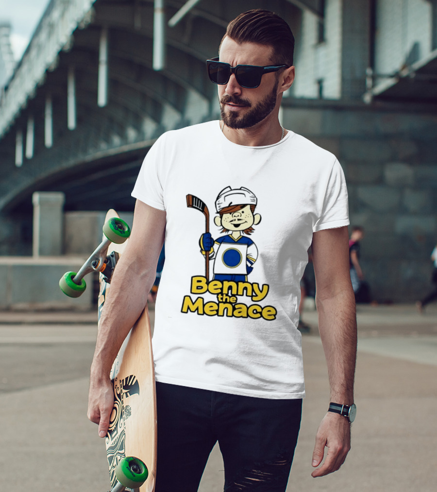 Zach Benson Benny The Menace Sabres Hockey Player Cartoon T-Shirt