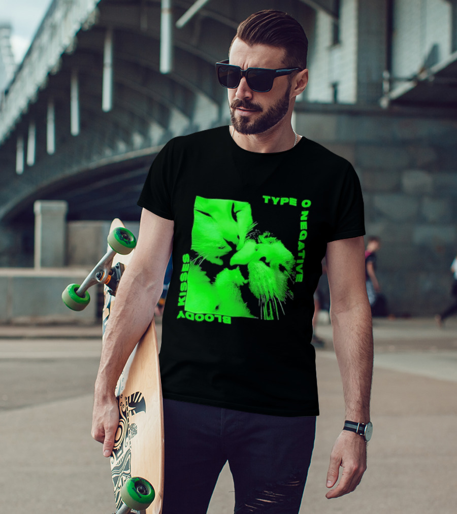 Type O Negative Cat Kissing Kisses Bloody T-Shirt
