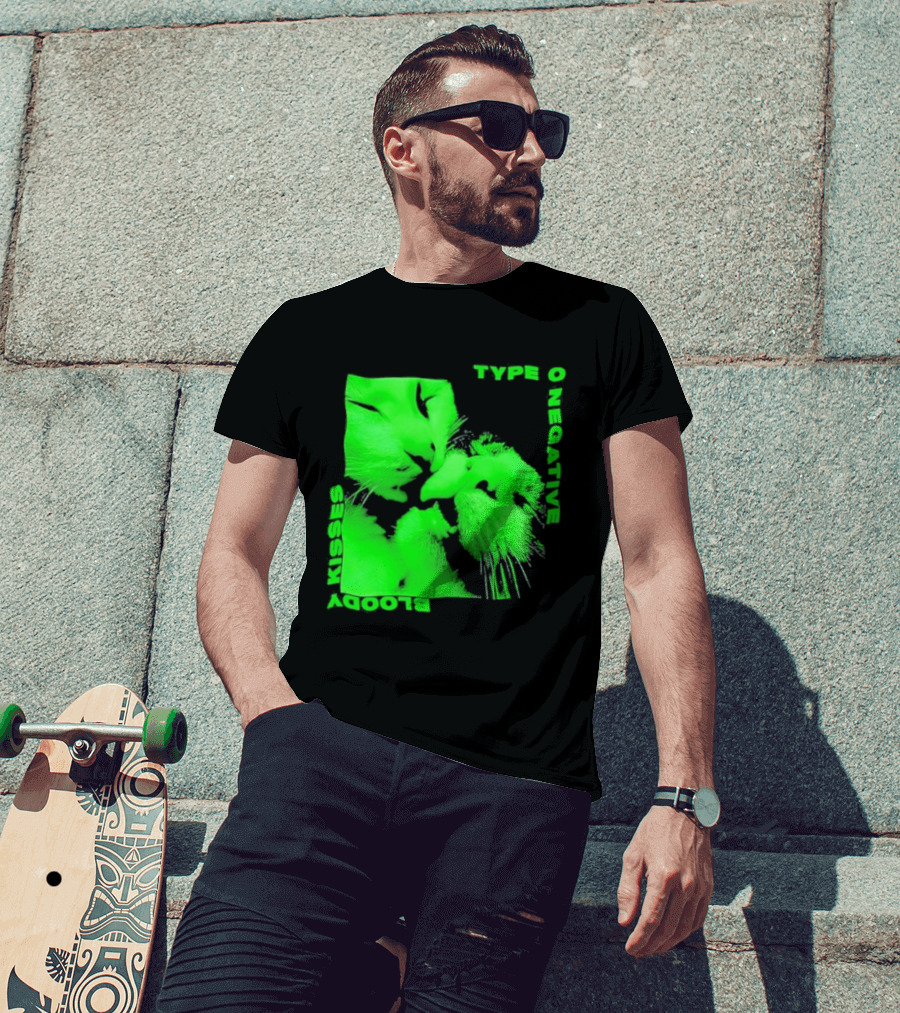 Type O Negative Cat Kissing Kisses Bloody T-Shirt