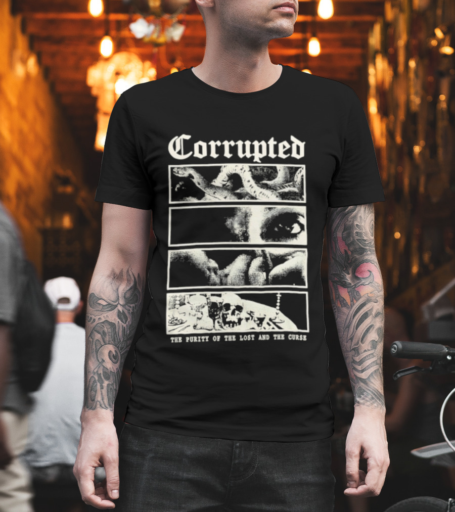 Corrupted The Purity Of The Lost And The Curse Eerie Monochrome Eye Panels T-Shirt