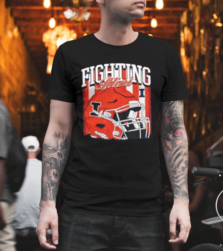 Fighting Illini NCAA Football Illinois Helmet T-Shirt