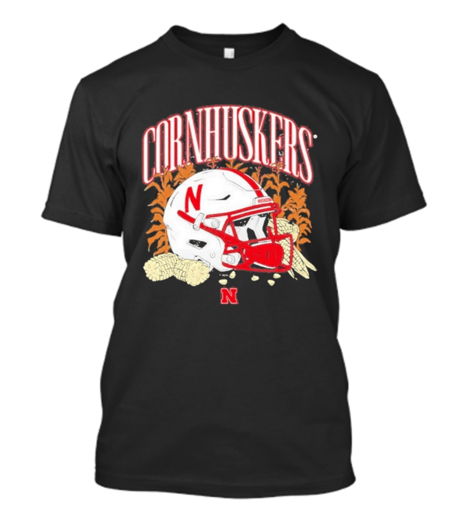Cornhuskers Nebraska Football Helmet Ncaa Corn Stalks Iconic Red Letter N T-Shirt