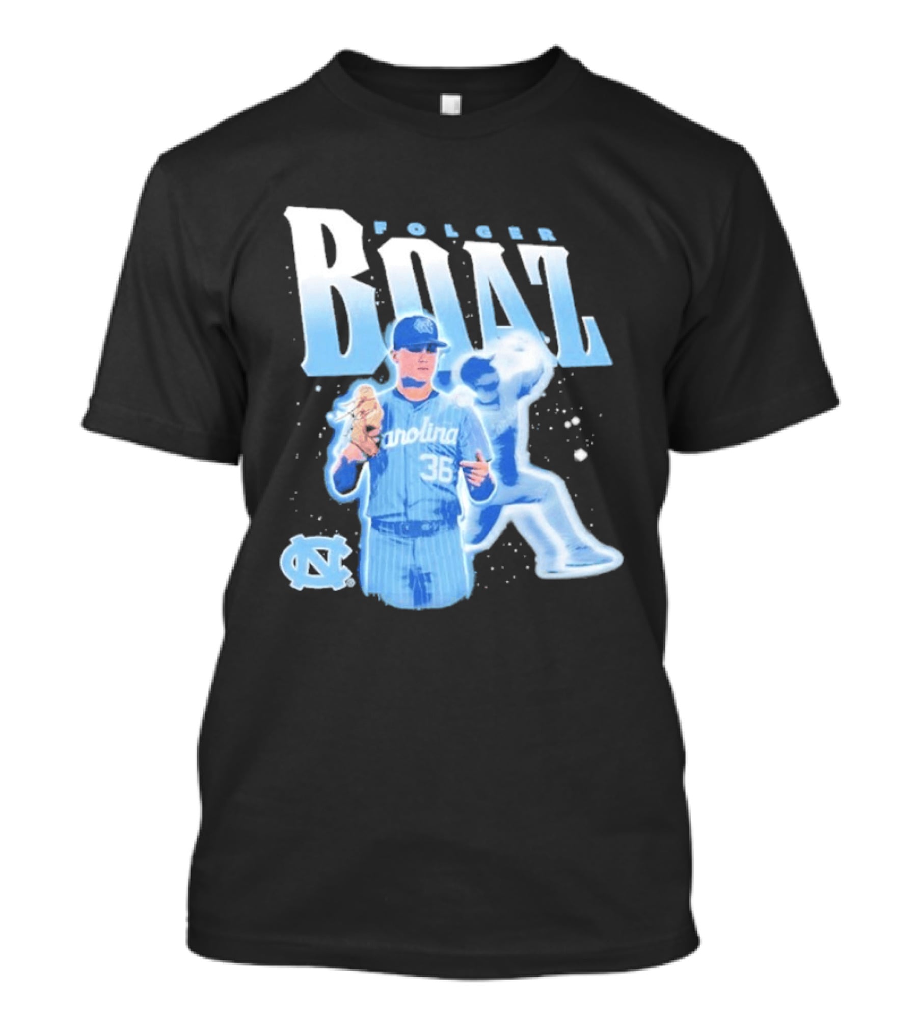 Folger Boaz Carolina Tar Heels Baseball 36 North Carolina Illustrated T-Shirt