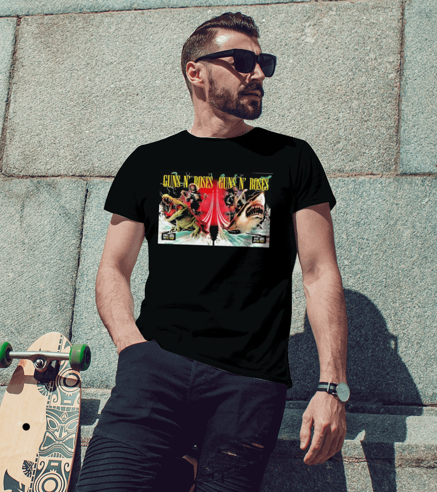 Guns N' Roses April 30 May 5 2026 Hollywood FL Crocodile Shark Skeleton Rock Tour T-Shirt